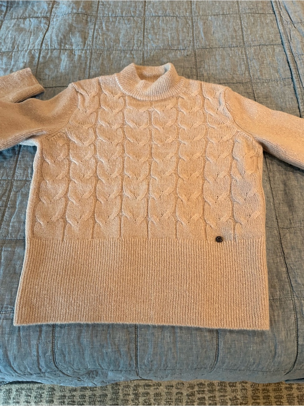 Ted BakerCable Knit Mock Neck Sweater in Light Beige